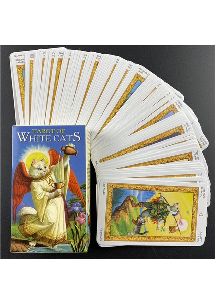 78 Adet TT47 Stili Beyaz Kediler Tarotu Kartları Rehberlik Fal Kehanet Parti Oyunu Destesi E-Ticaret Başlığı (Yurt Dışından)