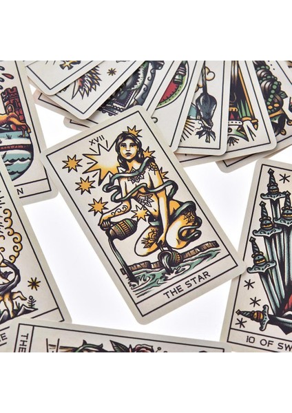 No.77 Stili Dövme Tarot Kartları Tam Ingilizce Oyun Tahtası Oyunu Tarot Kart Destesi Aile Parti Eğlence Oyunu Oynama Kartları Pdf Talimatları (Yurt Dışından) indirimleri