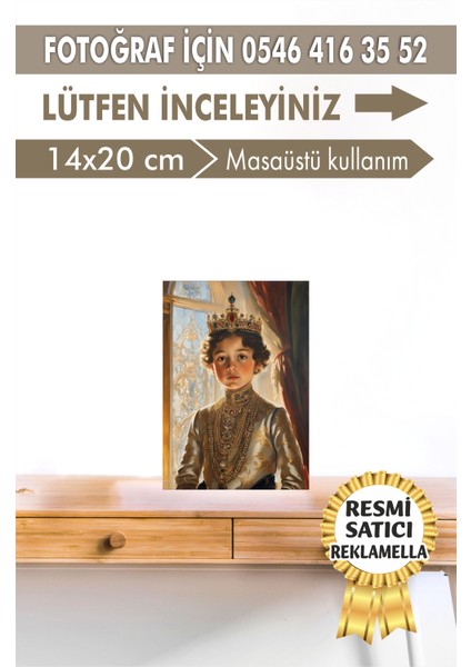 NO:131 Kişiye Özel Tasarım Erkek Çocuk Tablosu Hediyelik Kraliyet Kıyafetli Portresi
