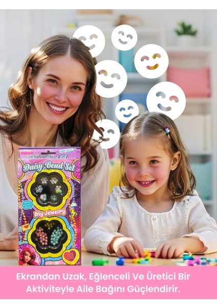 Papatya Takı Seti | Renkli Boncuklarla Bileklik ve Kolye, 3+ Yaş Dıy Takı Tasarımı modelleri