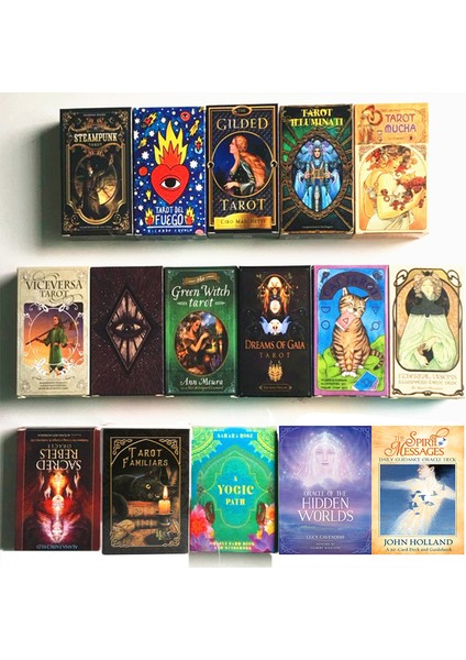 No.29 Tarzı Altın Art Nouveau Yeşil Cadı Üniversal Kelt Thelema Steampunk Tarot Oyunları Kartları - E-Ticaret Başlığı (Yurt Dışından) fırsatları
