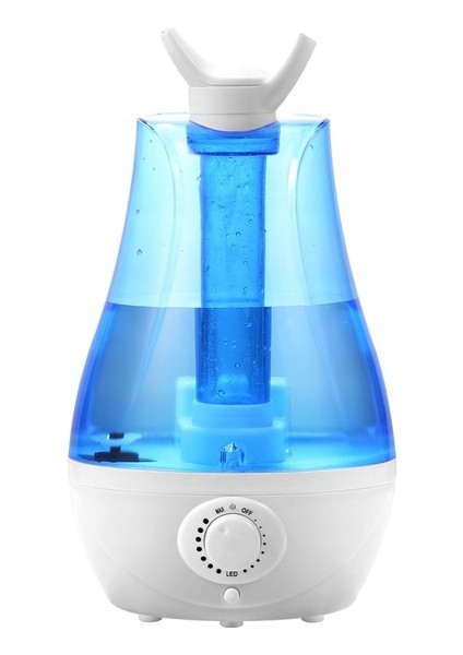 Liveasy LED Işık ile 3l Büyük Kapasiteli Ev Hava Nemlendirici Çift Sprey - Mavi (Yurt Dışından)