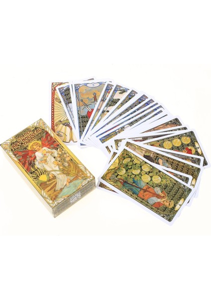 Koyu Gri Tarzı Yeni Altın Art Nouveau Tarot Kartları Masa Oyunu Kartları Ingiliz Falcılık Tarot Tatil Aile Hediye Parti Oyunu Oynama Kartı (Yurt Dışından) fırsatları