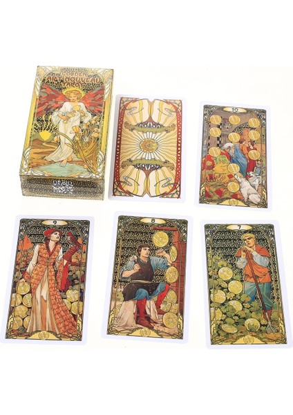 Koyu Gri Tarzı Yeni Altın Art Nouveau Tarot Kartları Masa Oyunu Kartları Ingiliz Falcılık Tarot Tatil Aile Hediye Parti Oyunu Oynama Kartı (Yurt Dışından) indirimleri
