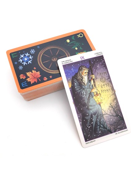 Masa Örtüsü Tarzı Yılın Çarkı Tarot Kartları Başlangıç Seviyesi Destesi - Spa Fransız Alman Ingilizce Baskı Aşk Kehanet Orak Kader Oyunu (Yurt Dışından) fırsatları