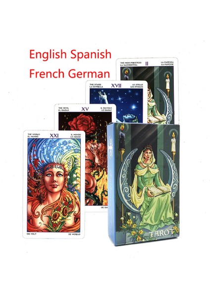 Noel Baba Stili Yılın Çarkı Tarot Kartları Başlangıç Seviyesi Destesi - Spa Fransız Alman Ingilizce Baskı Aşk Kehanet Orak Kader Oyunu (Yurt Dışından)