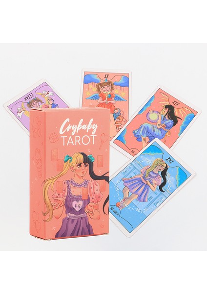 12X7 Crybaby Tarzı 12X7CM Işık Gören Tarot Kartları Ile Kağıt Kılavuz Kitaplı Büyük Boy 78 Kart Kahinlik Ingilizce Versiyon Oyunu (Yurt Dışından)