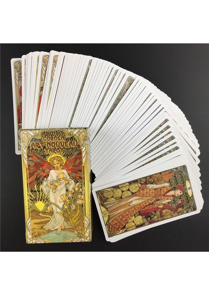 78 Adet TT02 Stili Altın Art Nouveau Tarot Tarot Kartları Masau Oyun Kartları Paketi Aile Buluşması Parti Oyun Kartları - (Yurt Dışından) modelleri
