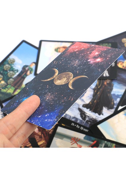 12X7 Kenarlıksız Stil 12X7CM Cadılar Tarot Kartları ve Kağıt Kılavuz Kitap Ile 78 Kartlık Oracle Destesi Fal Bakma Oyunu Türkçe Versiyon Ev Oyunu (Yurt Dışından) fırsatları