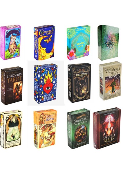 No.21 Tarzı Altın Art Nouveau Yeşil Cadı Üniversal Kelt Thelema Steampunk Tarot Oyunları Kartları - E-Ticaret Başlığı (Yurt Dışından) modelleri