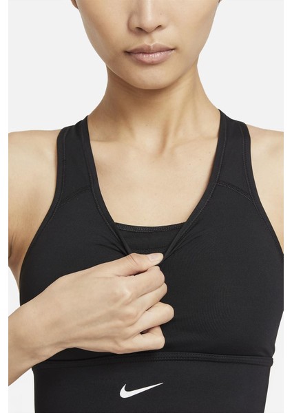 Dri Fit Swoosh Bra Orta Destekli Tek Parça Dolgulu Kadın Spor Sütyeni Siyah