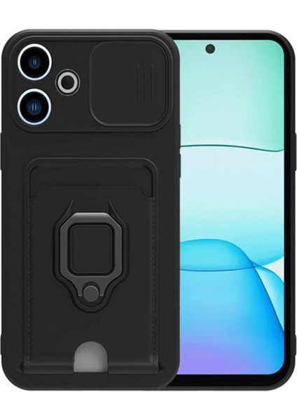 Xiaomi Redmi 13 4g Kılıf Zuma Kartvizitli Yüzüklü Silikon - Siyah Yktsn