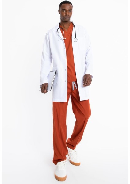 Beyaz Uzun Boy Klasik Yaka Doktor Önlüğü