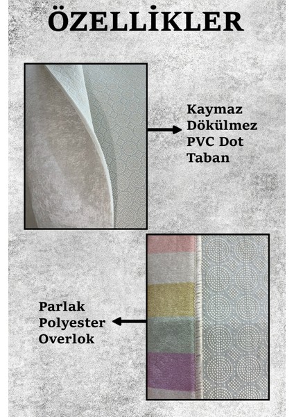 Makinede Yıkanabilir Kaymaz Taban Leke Tutmaz Gri Çizgili Salon ve Yolluk Halısı modelleri