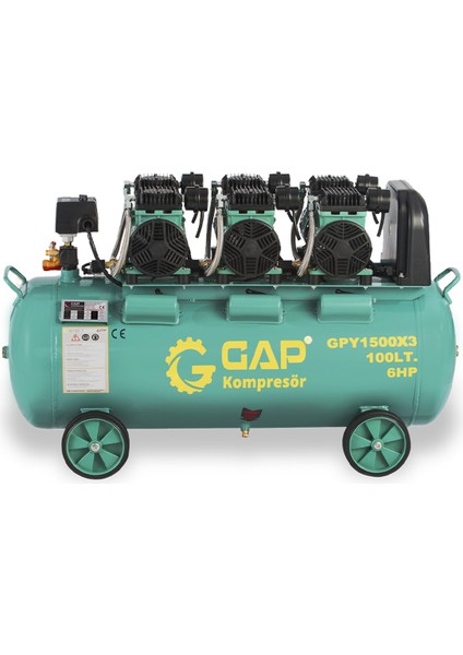 Hava Kompresörü Yüksek Emişli Yağsız Teknoloji 100LT GPY1500X3