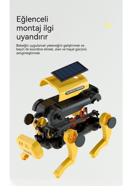 Güneşte Yürüyebilir Güneş Enerjili Elektrikli Robot Köpek Çocuk Montaj Oyuncağı Eğitici Robot (Yurt Dışından)