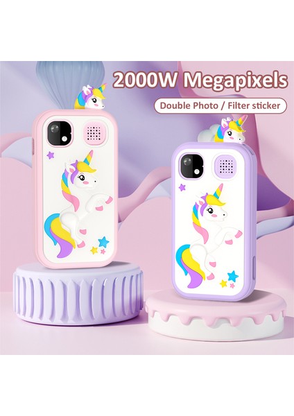 Hy-08 2.4 Inç IPS Dokunmatik Ekran Karikatür Çocuk Akıllı Telefon Oyuncak 20MP Çift Kamera, 32GB Hafıza Kartı-Mavi (Yurt Dışından)