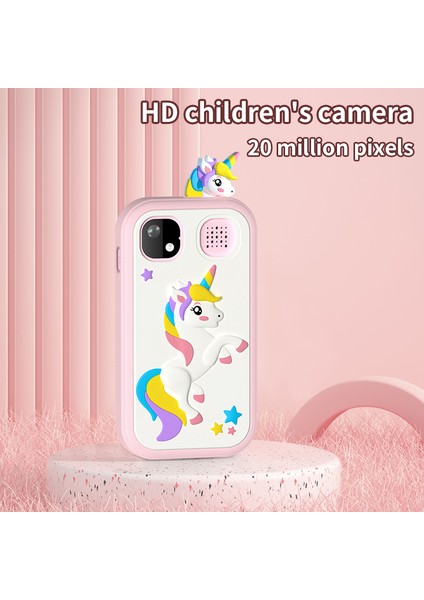 Hy-08 2.4 Inç IPS Dokunmatik Ekran Karikatür Çocuk Akıllı Telefon Oyuncak 20MP Çift Kamera, 32GB Hafıza Kartı-Mavi (Yurt Dışından)