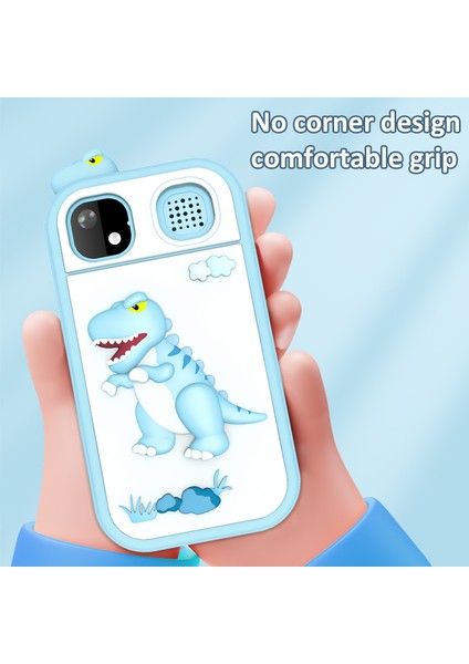 Hy-08 2.4 Inç IPS Dokunmatik Ekran Karikatür Çocuk Akıllı Telefon Oyuncak 20MP Çift Kamera, 32GB Hafıza Kartı-Mavi (Yurt Dışından)