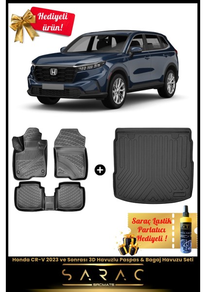 Honda Crv 2023 ve Sonrası Araca Özel 3D Havuzlu Paspas & Bagaj Havuzu Seti (Hediyeli!)