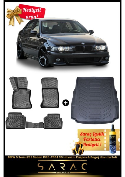 Bmw 5 Serisi E39 Sedan 1995-2004 Araca Özel 3D Havuzlu Paspas & Bagaj Havuzu Seti+(Hediyeli!)