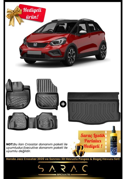 Honda Jazz Crosstar 2020 ve Sonrası Araca Özel 3D Havuzlu Paspas & Bagaj Havuzu Seti+(Hediyeli!)