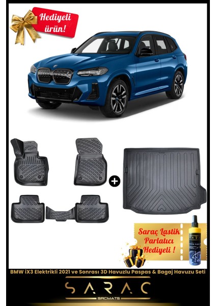 Bmw Ix3 Elektrikli 2021 ve Sonrası Araca Özel 3D Havuzlu Paspas & Bagaj Havuzu Seti+(Hediyeli!)