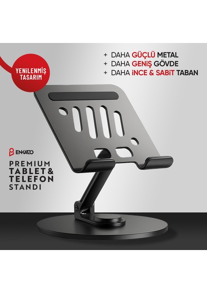 360 Tüm Açılarla Ayarlanabilir Tüm Tablet ve Telefonlarla Uyumlu Stand Dayanıklı Metal Tablet Tutucu Yükseltici Sabitleyici modelleri