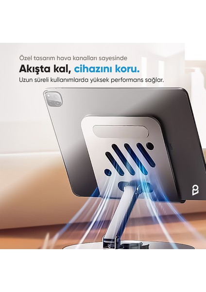 360 Tüm Açılarla Ayarlanabilir Tüm Tablet ve Telefonlarla Uyumlu Stand Dayanıklı Metal Tablet Tutucu Yükseltici Sabitleyici fırsatları