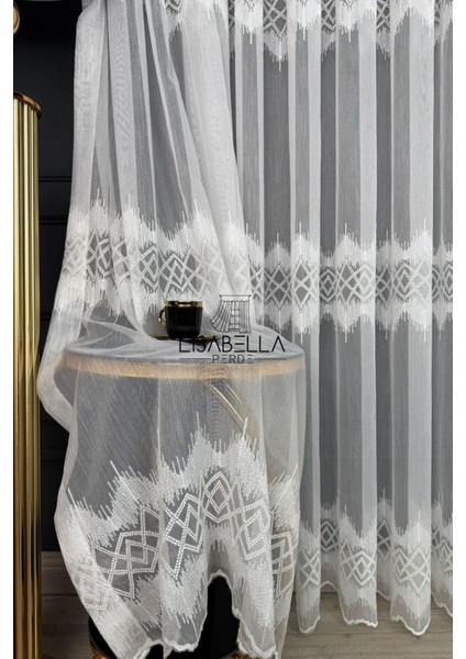 Luxe Brode Tül Ttm Zemin Yumuşak Zemin Dökümlü Ütü Istemez , Etkileyici Işıl Işıl (1x2 Pile Dikişli) fırsatları