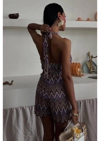 Zikzak Desenli Multi Renk Geçişli Mini Tulum 1365 fırsatları