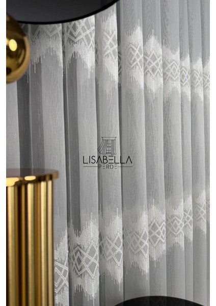 Luxe Brode Tül Ttm Zemin Yumuşak Zemin Dökümlü Ütü Istemez , Etkileyici Işıl Işıl (1x2 Pile Dikişli)