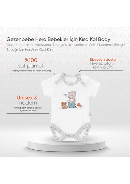 Hero Bebekler Için Kısa Kol Body