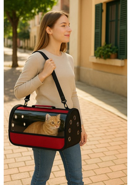 Şeffaf Pencereli Kedi ve Köpek Taşıma Çantası Siyah Renk Saplı ve Seyahat Için Uygun fiyatları