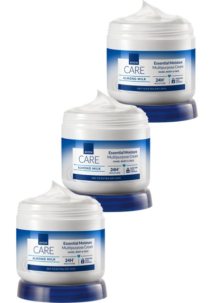 Care Gliserin ve Badem Sütü Içeren Nemlendirici El, Yüz ve Vücut Kremi 400 Ml. Üçlü Set