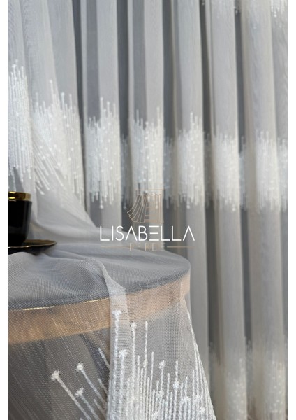 Lavinia Ttm Zemin Ağır Brodeli Yumuşak Dökümlü Tül Perde Ütü Istemez (1x3 Pile Dikişli)
