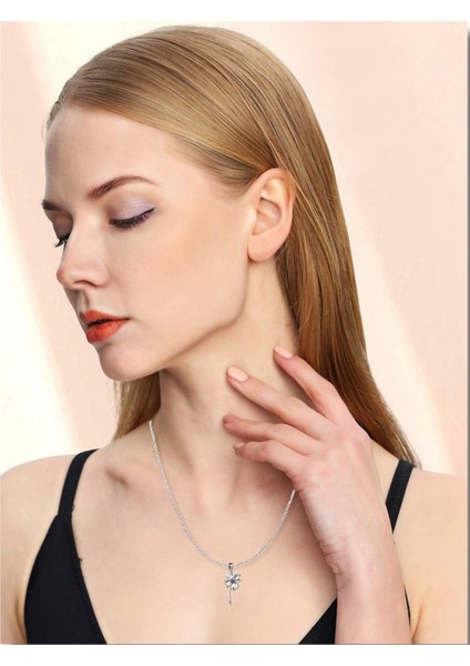 Gümüş Dört Yapraklı Mor Taşlı Yonca Kadın Gümüş Kolye fiyatları