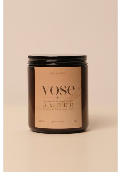 Amber Kokulu Doğal Soya Wax Amber Kavanoz Mum