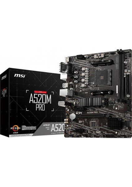 A520M PRO Amd A520 Soket AM4 DDR4 4600 MHz(OC) M.2 Anakart
