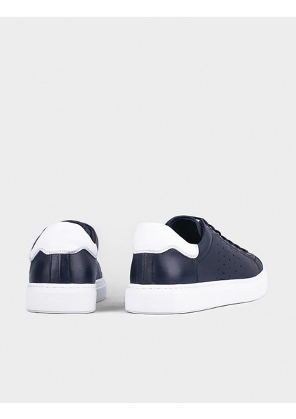 Sneaker Hakiki Deri Lacivert Bağcıklı Erkek Spor Ayakkabı