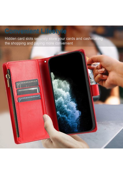 Honor X6B ile Uyumlu Rfıd Engelleme Kredi Kartı Tutucu Deri Fermuarlı Kapaklı Cüzdan Bilek Kayışı Destekli Koruyucu Kılıf (Yurt Dışından) modelleri
