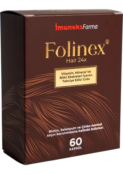 Folinex® Hair 24X Vitamin, Mineral ve Bitki Ekstreleri Içeren Takviye Edici Gıda 60 Kapsül