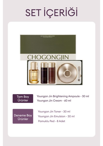 Kırışıklık Karşıtı, Cilde Aydınlık ve Canlı Görünüm Sunan Set CHOGONGJIN Youngan Brightening Set modelleri