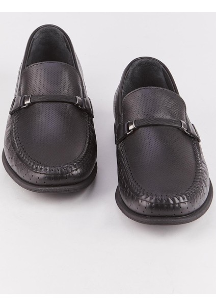 Hakiki Deri Light Kauçuk Taban Siyah Erkek Loafer Ayakkabı