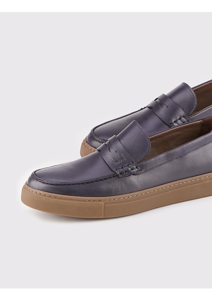 Erkek Deri Lacivert Loafer Ayakkabı