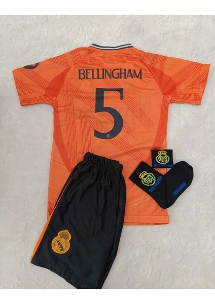 R.E.A.L M.A.D.R.İ.D 2024/25 Yeni Sezon Jude Bellingham Deplasman Çocuk Forması 4'Lü Set (Syh-Armalı) modelleri