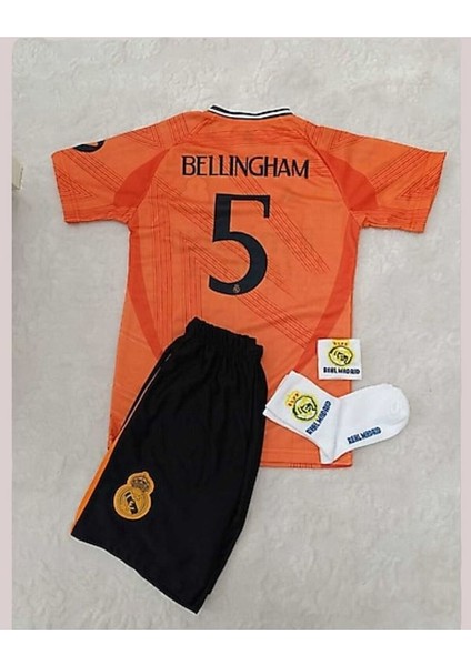 R. Madridd 2024/25 Yeni Sezon Jude Bellingham Deplasman Çocuk Forması 4'Lü Armalı Set