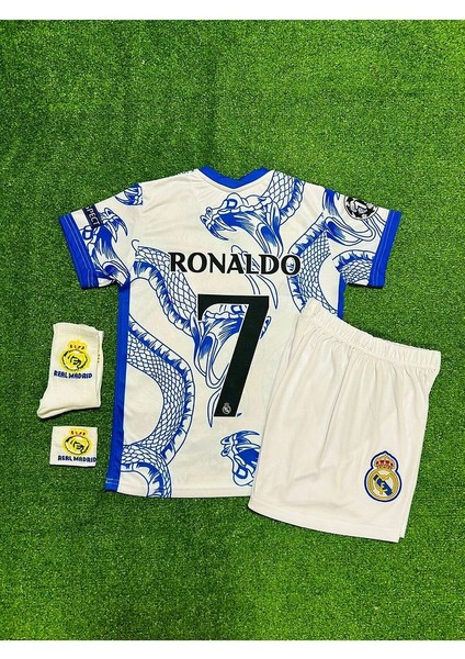 R.Madrid 2024/25 Sezon Yılan Desenli Cristiano Ronaldo Çocuk Forması 4'Lü (Armalı)