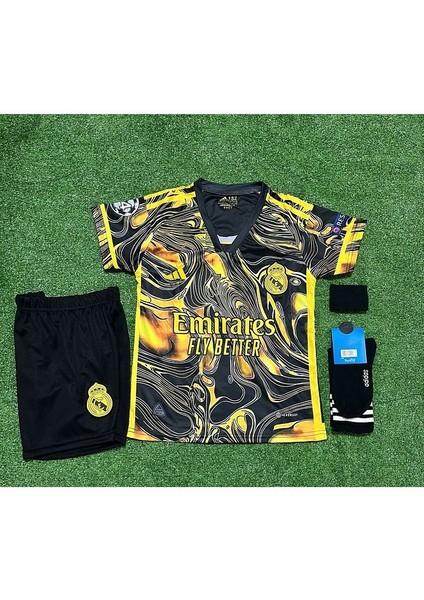 R.Madrid 2024/25 Sezonu Cristiano Ronaldo Konsept Çocuk Forması 3'Lü Set (Black-Yellow) fiyatları