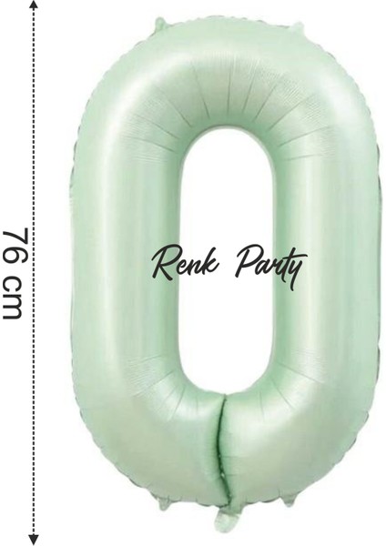 Folyo Balon 0 Rakamı Helyum Balon 76 cm Yeşil Renk - 0 Yaş Balonu - 0 Rakam Balon - 34 Inch